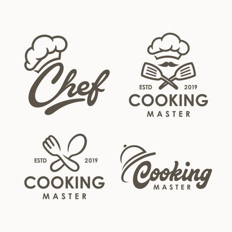 Chef cooking logo template Premium Vecto... | Premium Vector #Freepik #vector #logo #food #vintage #menu Kitchen Typography, Logo Design Kitchen, Burger Branding, Eat Logo, Vector Leaf, Logo Bakery, Cooking Logo, Chef Logo, Cooking Design