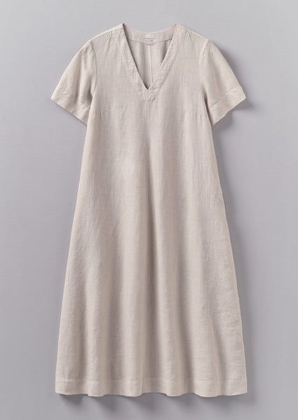 Garment Dyed Linen V-Neck Dress | Stone Beanies Knitted, Calf Sleeve, Wool Coats, Easy Shape, Dyed Linen, Loungewear Women, Women Nightwear, Fashion Story, Linen Dresses