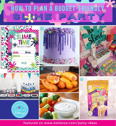 Party Food On Sticks, Slime Party Decorations, Girls Night Cocktails, Slime Birthday Party, Party At The Park, Slime Birthday, Unique Party Themes, Food On Sticks, Diy Slime Recipe