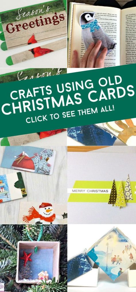 Crafts With Old Christmas Cards, Using Old Christmas Cards, Old Christmas Cards, Recycle Christmas Cards, Gift Card Holder Diy, Old Greeting Cards, Construction Paper Crafts, Christmas Cards Kids, Greeting Card Box