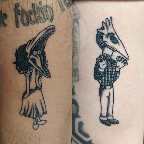 Beetlejuice couples tattoo Couple Tattoos Funny, Funny Couple Tattoos, Tattoos Funny, Fandom Tattoos, Couple Tattoos Unique Meaningful, Anniversary Tattoo, Couple Tattoos Love, Maching Tattoos, Half Sleeve Tattoos Forearm