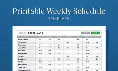 Free Printable Weekly Work Schedule Template For Employee Scheduling Weekly Work Schedule Template, Work Schedule Template, Homeschool Schedule Template, Monthly Schedule Template, 4 Hour Work Week, College Schedule, Weekly Schedule Printable, Material Ideas, Daily Schedule Template