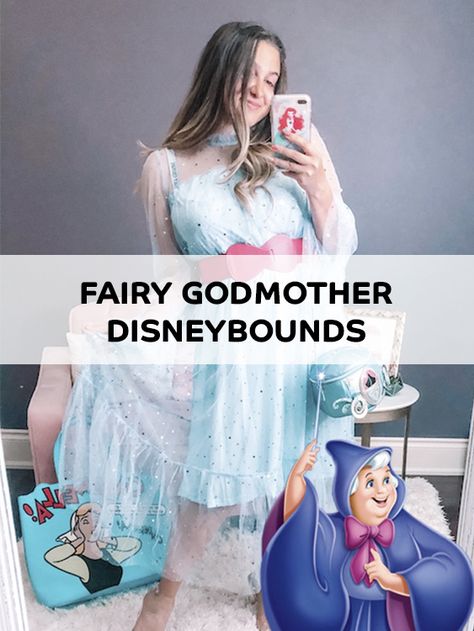 I chose to pay tribute to the original Fairy Godmother with my Disneybound. I use this dress a lot for Disneybounding different characters. Disney Bounding Fairy Godmother, Fairy Godmother Disneybound, Fairy Godmother Costume Diy, Godmother Outfit, Cinderella Disneybound, Fairy Godmother Costume, Cinderella Fairy Godmother, Disneybound Ideas, Bibbidi Bobbidi Boo