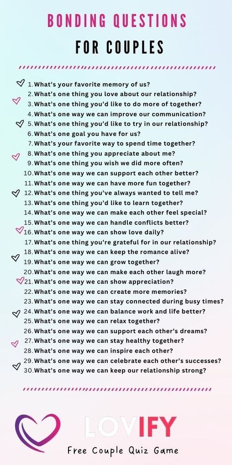 Bonding Questions for Couples | Get Lovify App For Fun Couple Quizzes New Couples Questions, Fun Couple Games Questions, Game Night Questions For Couples, Qna Questions For Couples, Game For Couples Question, Relationship Truth Or Dare Questions, Couple Challenge Questions, Couple Games Questions Relationships, Questions Games For Couples