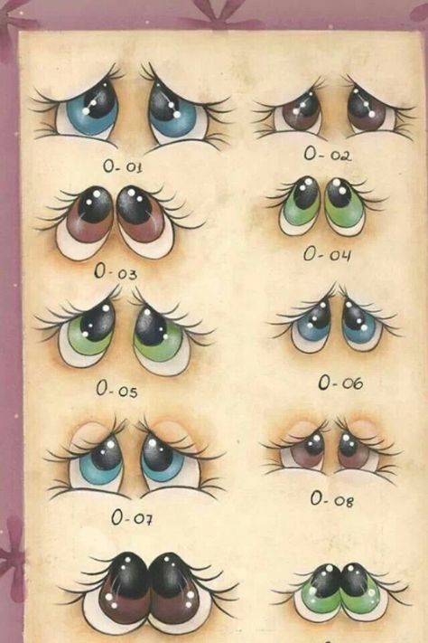 Eyes expression colouring and drawing esempi di disegno e colorazioni espressioni facciali occhi                                                                                                                                                      More Cartoon Eyes, Country Paintings, Eye Painting, Tole Painting, Maneki Neko, Rock Crafts, Pebble Art, 귀여운 동물, Stone Art