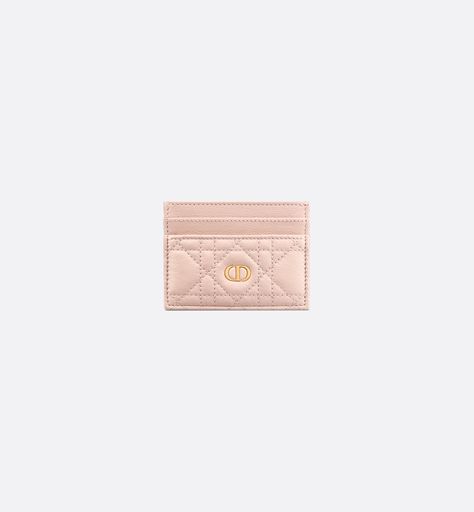 Dior Card Holder, Dior Caro, Limousine Car, Dior Pink, Cute Wallets, Powder Pink, Card Wallet, Christian Dior, Calf Skin