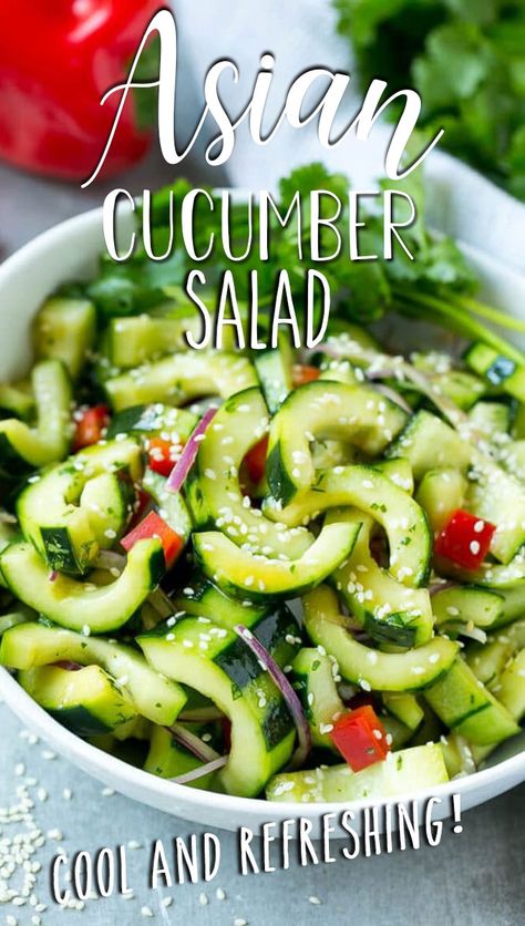 Easy Asian Cucumber Salad, Simple Asian Cucumber Salad, Cucmber Salad, Asian Inspired Cucumber Salad, Quick Asian Cucumber Salad, Asian Cucumber Salad Tiktok, Veggie Meal Prep, Marinated Cucumbers, Asian Cucumber Salad