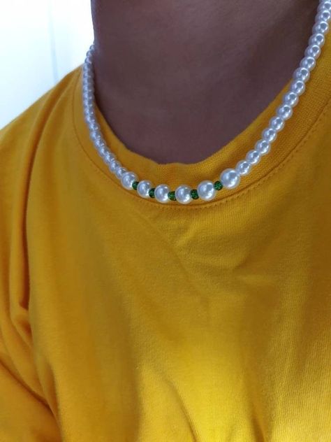 Diy Choker, Boys Necklace, Real Pearl Necklace, Beaded Necklace Diy, Green Beads, Wedding Jewellery Necklace, Take Your Time, Beaded Accessories, Seed Bead Jewelry