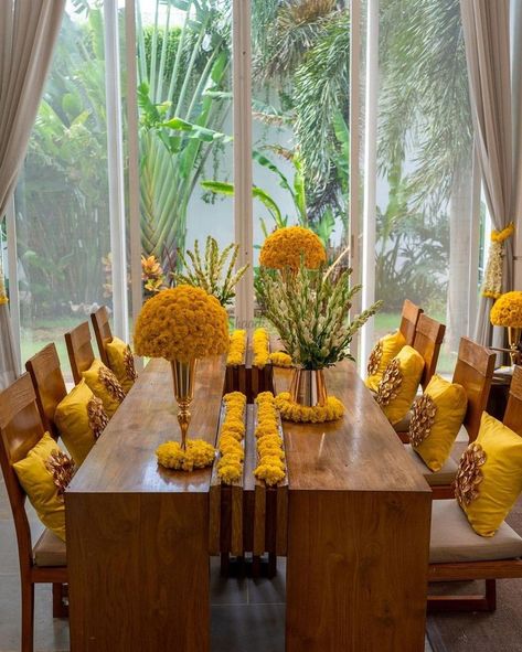 Dining Table Decor Indian Home, Dining Table Decor Indian, Juhi Godambe, Decor Indian Home, Childhood Love, Home Flower Decor, Indian Table, Janmashtami Decoration, Festive Table Setting