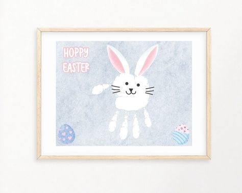 Hoppy Easter Handprint Printable Card, Hoppy Easter Crafts for Kids, Baby Toddler Kids Art Crafts Activity, Printable, DIY Memory Keepsake #diy #kidcraft #kidsactivity #diykidscraft #handprint #babyfirst #kidscraft #kidscrafts #kidsactivities #creativekids #kidsart #kidscraftideas #giftformom #giftfordad #handprintart #toddleractivity #handprintcraft #craftforkids #printablecraft #handprintkeepsake #memorykeepsake #kindergartencraft #preschoolactivity #handprintkit #easter #easterhandprint Easter Handprint Crafts For Toddlers, Easter Crafts For Grandparents, Handprint Alphabet, Easter Handprint, Dip Paint, Handprint Printable, Alphabet Animals, Easter Printable, Rabbit Painting