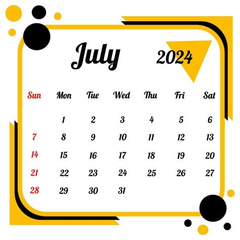 July 2024 Calendar 2024 Calendar, Vector Art, Vector Free, Clip Art, 10 Things, Quick Saves