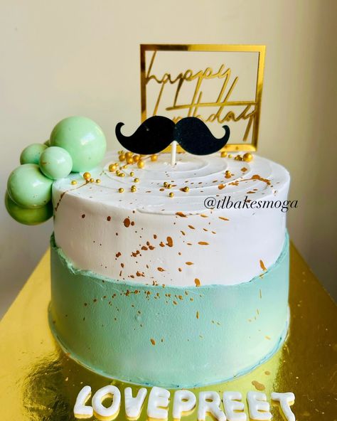 Celebrate in style with this elegant fault - line birthday cake! 🎉 Featuring a chic white and pastel green design, gold splatter accents, and a fun mustache topper, this cake is perfect for any special day. Details : 1 kg Lotus Biscoff cake Order your personalized cakes #tlbakesmoga today! 🍰✨ { custom cakes for men , fault line cake , birthday cake for men , Best cakes in Moga , Bakery in Moga , Moga baker , custom cakes in Moga } Custom Cakes For Men, Lotus Biscoff Cake, Birthday Cake For Men, Fault Line Cake, Biscoff Cake, Cake For Men, Cake Birthday Cake, Lotus Biscoff, Designer Cakes