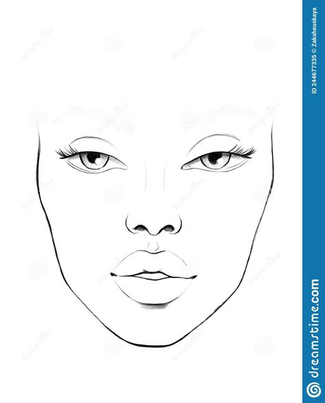 Face Chart Makeup Artist Blank. Beautiful Woman Portrait. Face Chart for Makeup. Makeup Artist Blank. Template. Stock Illustration - Illustration of graphic, lips: 244677335 Face To Draw Makeup On, Make Up Face Chart Blank, Blank Face Template Makeup, Makeup Drawing Template, Face For Makeup Drawing, Makeup Face Charts Blank, Make Up Face Chart, Face Chart Blank, Makeup Face Template