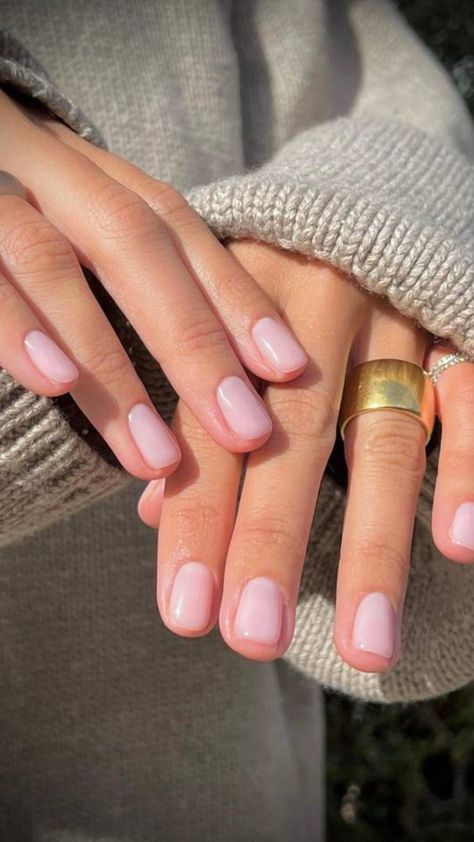 Looking for a chic manicure shade this January? Here's why the baby pink nail trend is the one to go for. Harriet Westmoreland Nails, Opi Love Is In The Bare, Love Is In The Bare Opi Gel, Milky Pink Nails, Clean Girl Nails, Bare Nails, Popular Nail Colors, Opi Gel Nails, Gel French Manicure