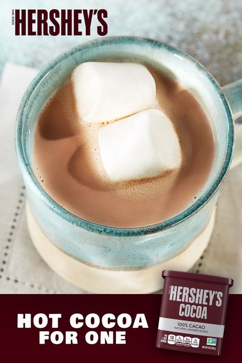 Hot Cocoa With Hersheys Cocoa Powder, Hershey’s Hot Cocoa Recipe, Hershey Cocoa Hot Chocolate, Hershey Hot Chocolate Recipe, Hersheys Cocoa Hot Chocolate, Small Batch Hot Chocolate, Hersheys Hot Chocolate Recipe, Hersheys Cocoa Powder Recipes, Single Serve Hot Chocolate