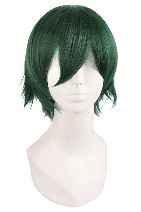 MapofBeauty Men's Short Straight Wig Cosplay Costume Wig (Dark Green) Green Hair Men, Cosmo And Wanda Costume, Short Straight Wig, Deku Cosplay, Dark Green Hair, Diy Couples Costumes, Cosmo And Wanda, Green Costumes, Quality Wigs