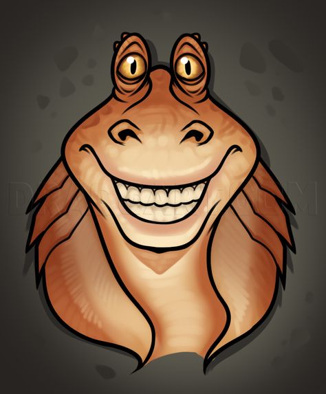 How to Draw Jar Jar Binks Easy Star Wars Characters Drawings, Draw Star Wars, Draw Star, Star Wars Art Drawings, Jar Jar Binks, Easy Step By Step Drawing, Star Wars Painting, Star Wars Drawings, Star Wars Tattoo