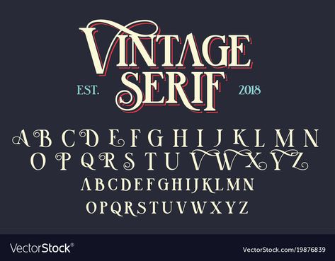 Vintage Fonts Alphabet, Retro Typeface, Serif Lettering, Design Alphabet, Chalk Lettering, Hand Lettering Fonts, Lettering Alphabet Fonts, Font Inspiration, Cursive Fonts