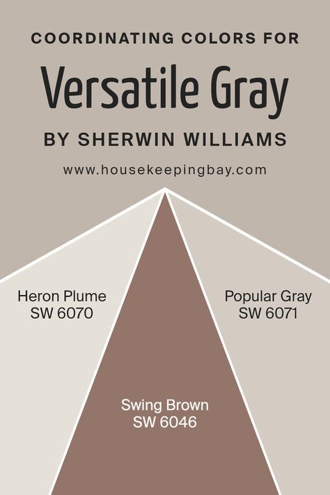 Coordinating Colors of Versatile Gray SW 6072 by Sherwin Williams Repose Grey Coordinating Colors, Sherwin Williams Versatile Gray, Heron Plume, Sherwin Williams Coordinating Colors, Versatile Gray, Trim Colors, Repose Gray, Neutral Paint Colors, Neutral Paint