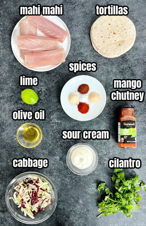 Mahi Mahi Recipes Pan Seared, Pan Seared Fish, Sweet Mango Chutney, Mahi Recipes, Mahi Tacos, Mahi Mahi Tacos, Mahi Mahi Recipes, Tacos Easy, Blackened Fish