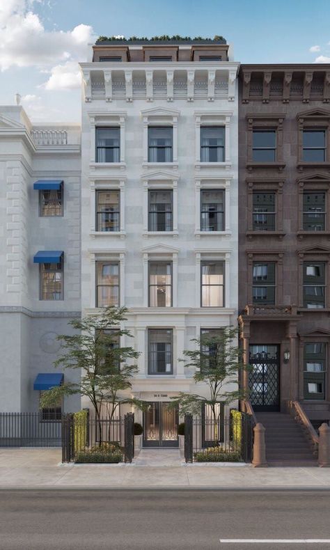 White Townhouse, Manhattan Townhouse, New York Townhouse, Vanderbilt Mansions, Townhouse Exterior, Childhood Home, Upper East Side, Stately Home, Good House