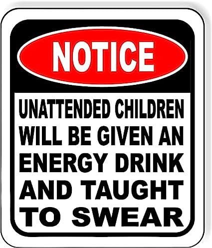 ✔ WATCH CHILDREN SIGN: Post this unattended children sign to remind parents, teachers, or nannies to always keep an eye on their kids. Unattended children can be considered a public nuisance if they are running around, screeching, or pulling items off shelves.
✔ DURABLE SIGN: Don't be tricked by imitation plastic material signs; our heavy-duty aluminum composite sign is waterproof and can withstand rain, snow, and sleet. The high-quality ink wording won't peel or fade after years of use. Private Property Signs, Bar In Casa, Man Cave Wall Decor, Synonyms And Antonyms, Man Cave Signs, Drink Signs, Man Cave Bar, Energy Drink, Man Cave Decor