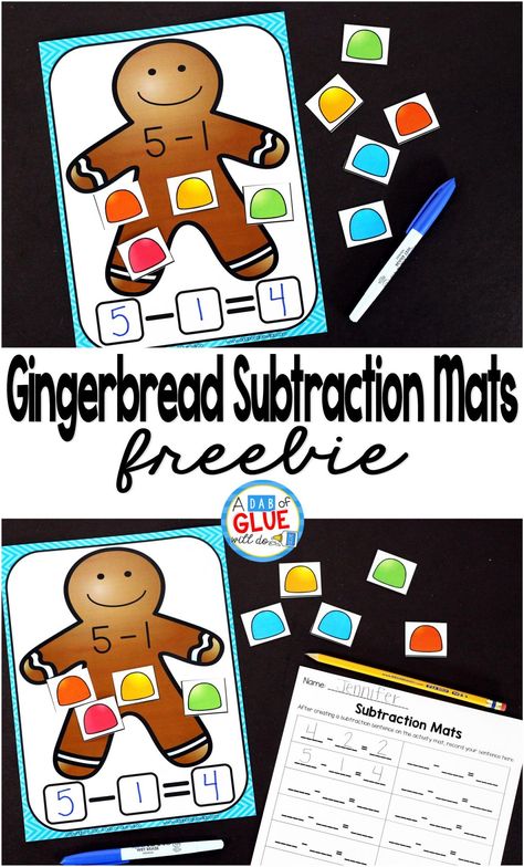 Christmas Subtraction, Gingerbread Math, Subtraction Kindergarten, Gingerbread Activities, Math Subtraction, Christmas Kindergarten, Christmas Math, Christmas School, Preschool Christmas