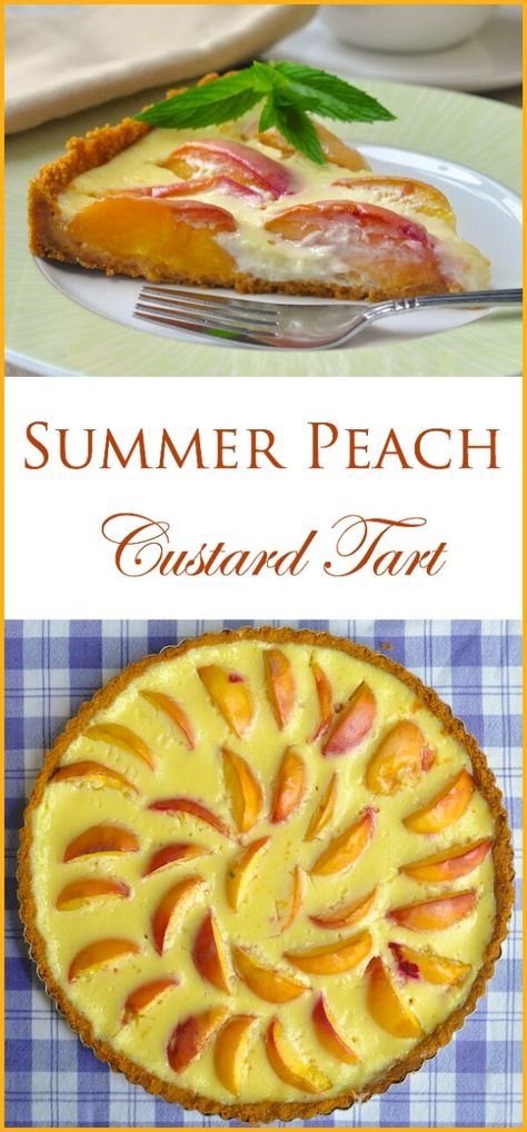 Summer Bbq Desserts, Peach Custard, Peach Tart Recipes, Barbecue Desserts, Bbq Dessert, Bbq Desserts, Peach Tart, Rock Recipes, Peach Desserts