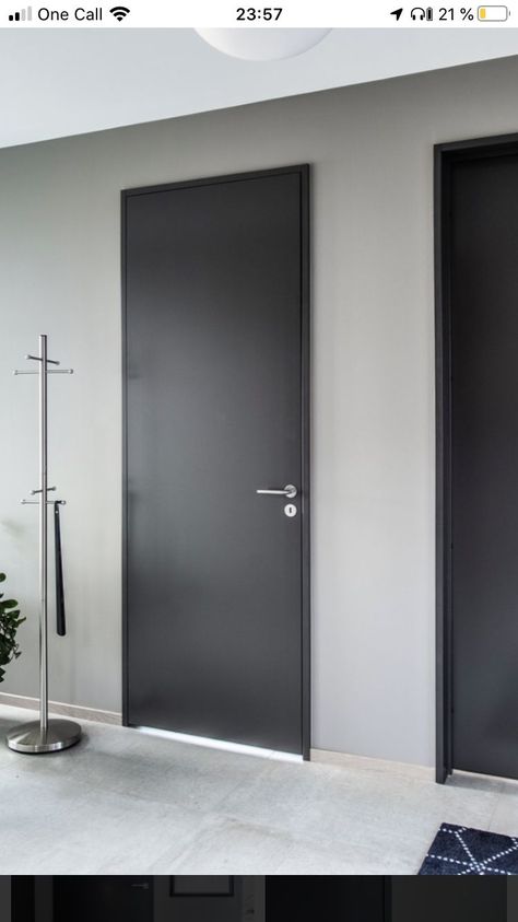 Bedrooms Doors, Interior Door Styles, Hostel Room, Black Interior Doors, Back Garden Design, Wooden Door Design, Grey Flooring, Black Doors, Bedroom Doors