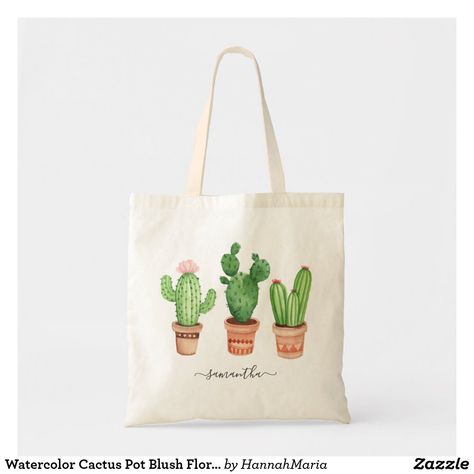 Cactus Tote, Handpainted Tote Bags, Kids Tote Bag, Bridesmaid Tote Bags, Floral Tote Bag, Cactus Pot, Watercolor Cactus, Diy Tote Bag, Budget Fashion