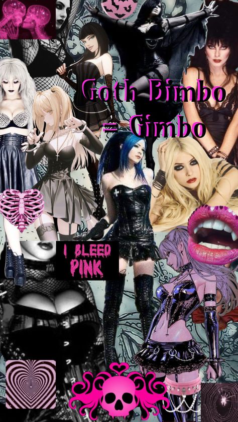 Bimbocore Goth, Bimbocore Icon Black, Gothic Bimbocore Outfits, Bimbocore Aesthetic Wallpaper, Emo Bimbocore Outfits, Gothic Barbie Aesthetic, Bubblegum Goth Aesthetic, Goth Bimbocore Outfits, Goth Barbie Aesthetic