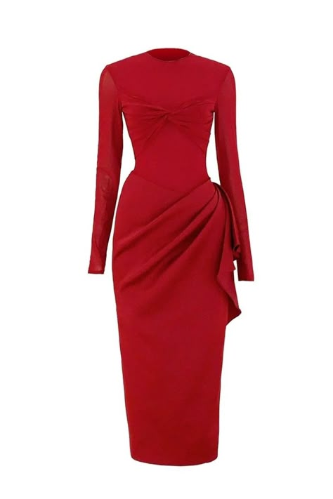 Pencil Midi Dress, Knitwear Outfit, Happy Clothes, Midi Dress Formal, Midi Pencil Dress, Elegant Dresses Classy, Dresses Classy, Work Dresses, Red Midi Dress