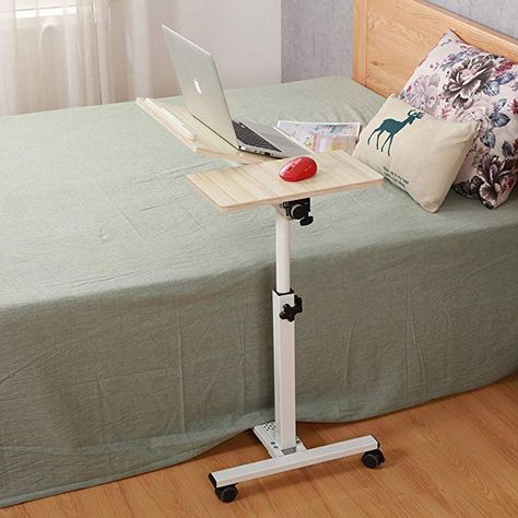 Amazon.com : Tilting Overbed Table with Wheels Rolling Laptop Table Overbed Desk Rolling Laptop Stand Over Bed Desk Rolling Laptop Desk with Wheels (WhiteMaple) : Office Products Over Bed Desk, Desk With Wheels, Laptop Stand Bed, Bedside Tray, Laptop Desk For Bed, Overbed Table, Rolling Table, Table With Wheels, Changzhou