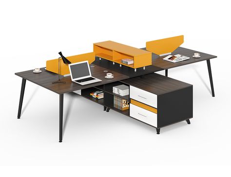 Competitive Price 4 person open office workstations with storage CF-HM2428 Open Office Workstations, Modern Office Desk Design, Corporate Office Furniture, Auditorium Chairs, Workstations Design, Workstation Desk, Office Desk Designs, Modular Workstations, Counter Seating