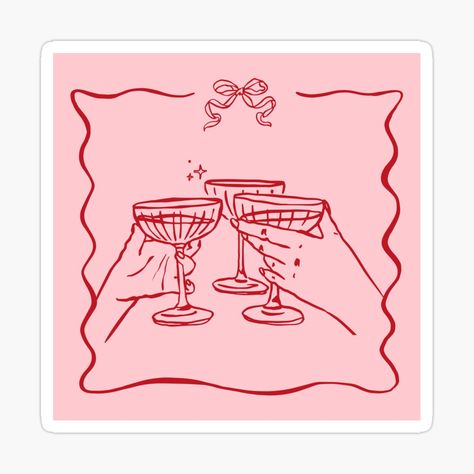 Get my art printed on awesome products. Support me at Redbubble #RBandME: https://www.redbubble.com/i/sticker/Pink-Cocktail-Party-Bow-Aesthetic-Dinner-Party-by-KittyStrand/160303375.EJUG5?asc=u Aesthetic Hens Party, Birthday Stickers Aesthetic, Sapphic Poster, Aesthetic Pink Party, Anniversary Drawing, Pink Cocktail Party, Aesthetic Dinner, Bow Aesthetic, Pink Stickers