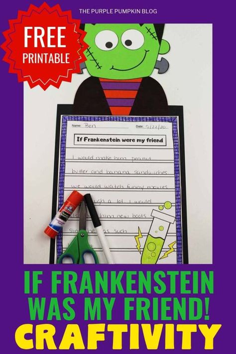 Halloween Creative Writing, Halloween Craftivity, Paper Character, Frankenstein Craft, Halloween Themed Activities, Writing Craftivity, Creative Writing Activities, Halloween Writing, Purple Pumpkin