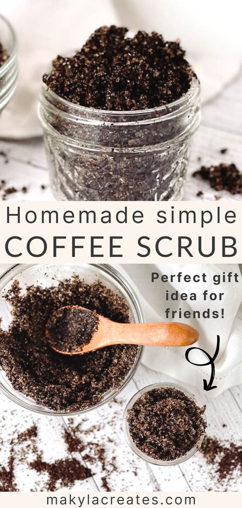 Pamper yourself with this revitalising diy homemade coffee scrub. Simple and affordable to make, this diy coffee scrub is the perfect way to treat yourself to a little self-care! This homemade coffee scrub is made with a few staple ingredients from your kitchen pantry. It is super quick to whip up and makes for a lovely homemade gift for the holiday season. Coffee Body Scrub Diy, Diy Coffee Scrub, Coffee Scrub Recipe, Homemade Coffee Scrub, Coffee Sugar Scrub, Diy Body Scrub Recipes, Homemade Goods, Coffee Scrub Diy, Diy Face Scrub