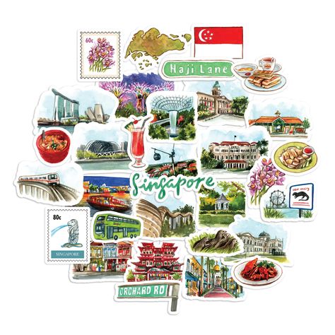 PRICES MAY VARY. DIVE INTO SINGAPORE'S CULTURAL TAPESTRY. Celebrate Singapore with stickers featuring the national flag, a detailed map, and the iconic Merlion statue, while also enriching your storytelling with location names like Singapore, Orchard Road, and Haji Lane. Each sticker encapsulates the essence of Singapore, ensuring your stories vividly come to life. 32 PIECES OF DIE-CUT TRAVEL STICKERS. From subtle 1-inch accents to eye-catching 2.5-inch centerpieces, these die-cut stickers are p Thailand Sticker, Thailand Culture, Culture Of Thailand, Navy Peony, Singapore Sling, Thailand Art, Thai Culture, Singapore Travel, Travel Stickers