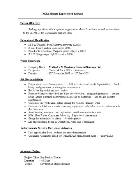 Resume Format For Experienced, Finance Student, Career Objectives For Resume, Retail Resume, Career Objective, Resume Format For Freshers, Resume Layout, Functional Resume, Finance Career