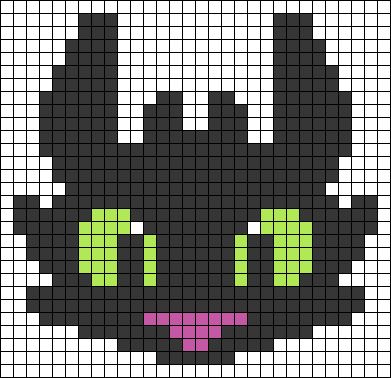 Alpha pattern #28396 | BraceletBook Nightfury Dragon, Square Drawing, Kawaii Cross Stitch, Disney Cute, Tiny Cross Stitch, Easy Pixel Art, Pixel Drawing, Motifs Perler, Pix Art