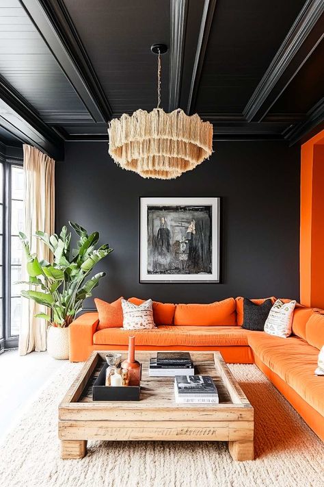 50+ Orange Living Room Inspiration That’s Totally Juiced Up Burnt Orange Living Room, Orange Living Room, Living Room Orange, Orange Accents, Living Room Inspiration, Burnt Orange, Room Inspiration, Living Spaces, Living Room