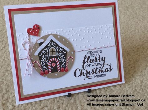 Cupcakes Christmas, Gingerbread Cards, Candy Cane Cards, Stampin Up Weihnachten, Candy Cane Lane, Christmas Card Inspiration, Homemade Christmas Cards, Stampin Up Christmas Cards, Paper Trail