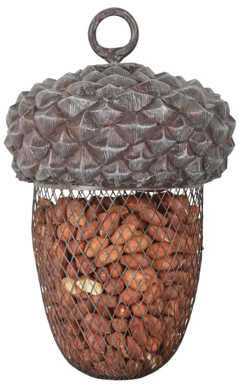 This acorn shaped feeder is a fun addition to your garden, fill with the feed of your choice and watch your garden fill with life. This decorative feeder is easily refilled by removing the top. Specifications H:22.2cm (8.7in)W:14cm (5.5in)D14cm (5.5in) Peanut Bird Feeder, Herbs Outdoor, Gifts For The Gardener, Feed The Birds, Acorn Ornaments, Farmhouse Decorations, Wildlife Garden, Budget Garden, Hanging Bird Feeders