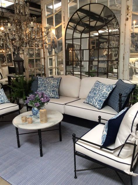 Chelsea sofa Home Inside Design, Classic Outdoor Furniture, Oversized Chaise Lounge, Luxury Patio, Luxury Patio Furniture, Iron Patio Furniture, Contemporary End Tables, Sunroom Decorating, Dream Cream