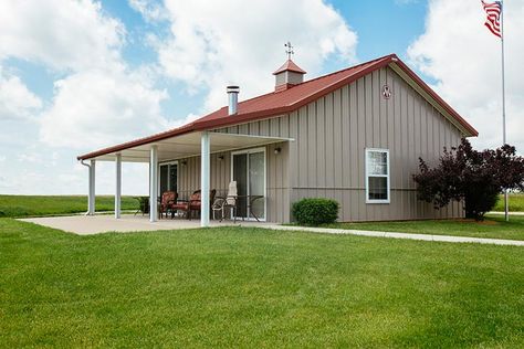 Lovely Little Metal Building Home w/ Cosy Interior (8 HQ Pictures) | Metal Building Homes Metal Building Homes Cost, Morton Building Homes, Metal Buildings With Living Quarters, Metal Shop Building, Metal Building Kits, Steel Building Homes, Morton Building, Metal Barn Homes, Metal Building Home