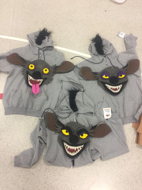 Lion king jr. hyenas The Lion King Costumes Diy, Lion King Jr Costumes Diy, Hyena Costume Diy, Hyena Lion King Costume, Diy Lion King Costumes, Lion King Hyenas, Lion King Costume Ideas, Lion King Jr Costumes, Hyena Costume