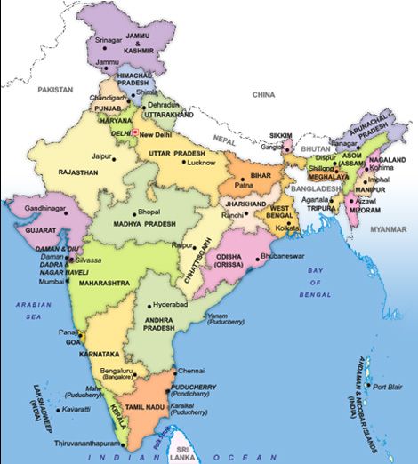 Map of India with states boundaries Indian River Map, India World Map, Map Of India, States And Capitals, Gangtok, Capital Cities, Physical Map, Geography Map, India Images