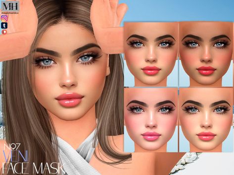 Doll face in 6 skin color variations - HQ Compatible. Sims 4 Skin Tones Cc, Sims 4 Face Mask, Cc Skin, Skin Details, Sims4 Cc, The Sims4, Sims Mods, Maxis Match, Sims 4 Mods