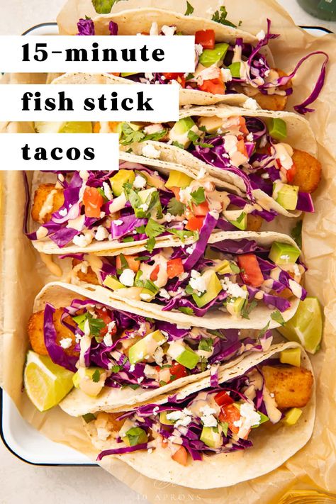 Recipes Using Fish Sticks, Recipes With Fish Sticks, Fish Stick Tacos, Tacos Sauce, Creamy Fish, Fish Taco Sauce, Easy Fish Tacos, Easy Skillet Meals, Hearty Comfort Food