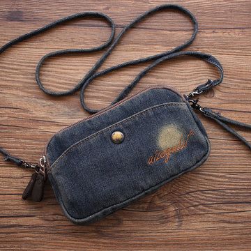 Vintage Mens Denim Wristlet Bag Denim Phone Purse with Shoulder Strap for Women Needle Felted Christmas Ornaments, Felted Christmas Ornaments, Denim Wristlet, Overview Design, Needle Felted Cat, Fabric Painting On Clothes, Needle Felted Christmas, Needle Felted Dog, Needle Felting Tutorials